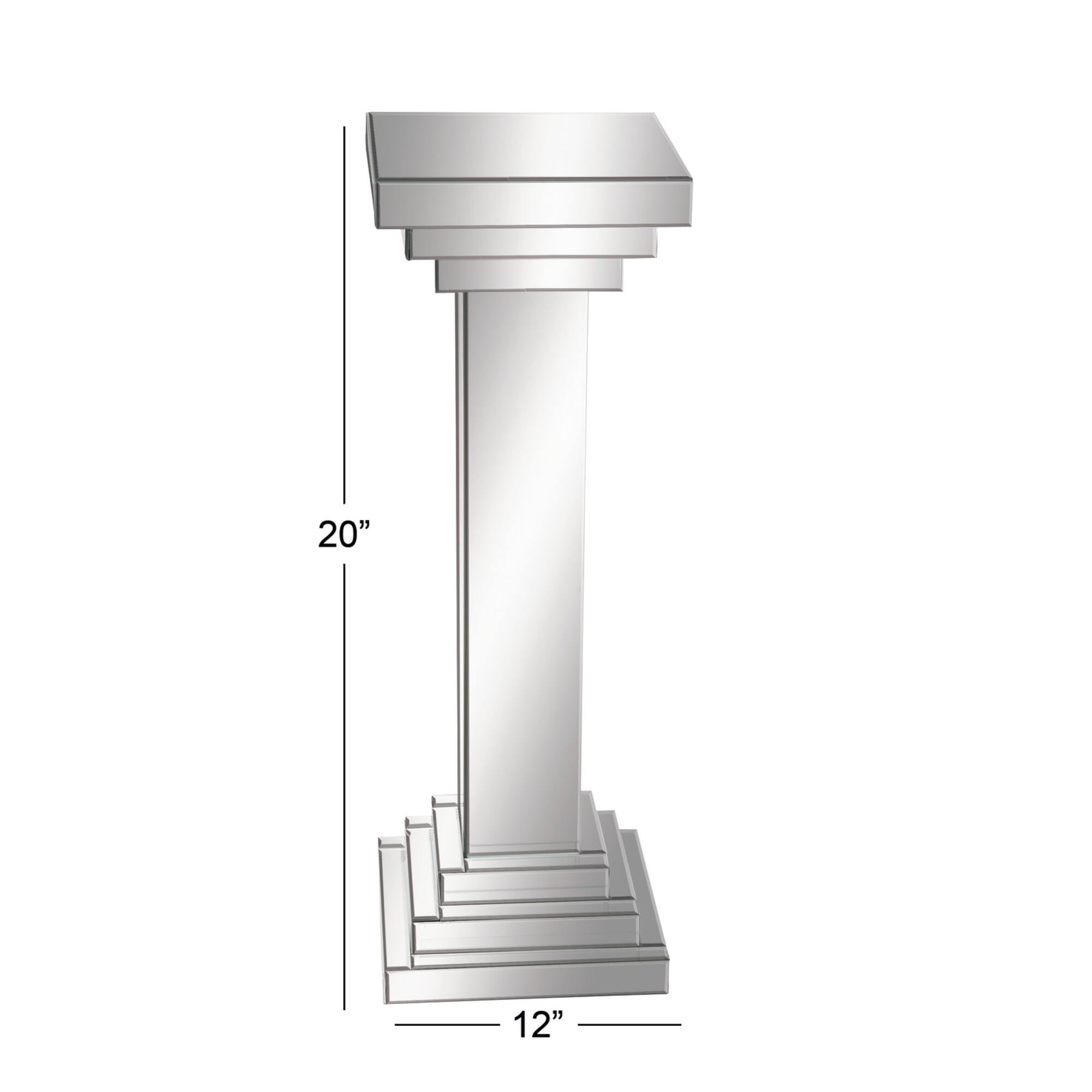 Silver Wood Glam Pedestal Table, 36" x 12" x 12"